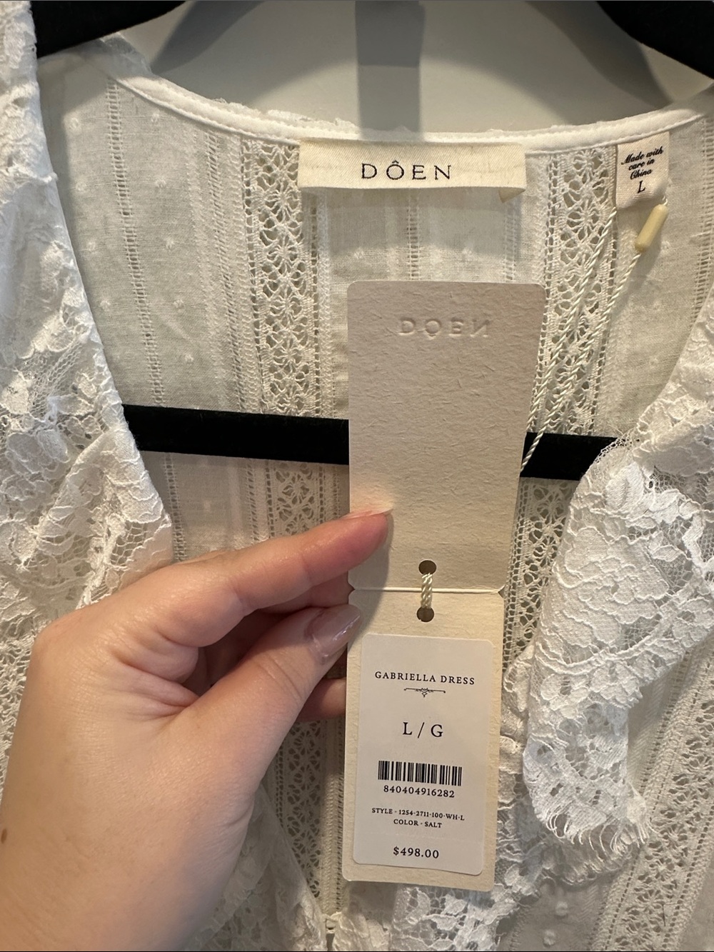 NWT Doen Gabriella Dress sz L- Ivory Eyelet Maxi Dress with Ruffle Collar - Picture 2 of 11